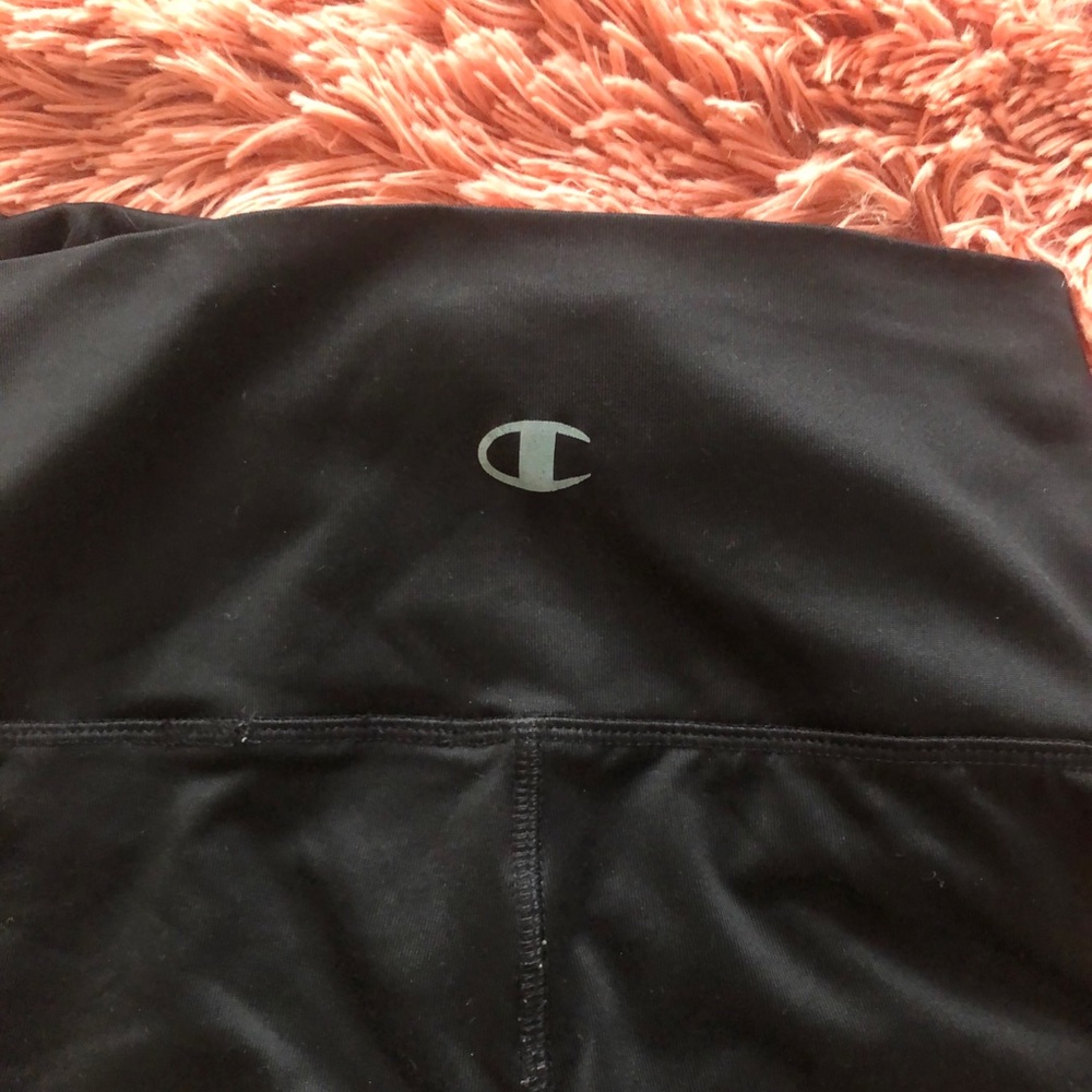 Full length black Champion leggings.